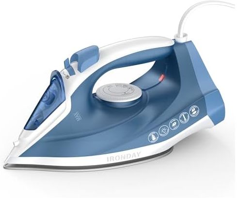 IRONDAY 1200W Steam Iron with Non-Stick Ceramic Soleplate