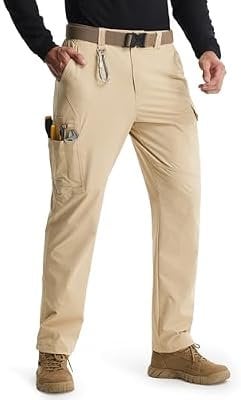 Libin Men's Work Pants Hiking Cargo Pants Water Resistant Outdoor Trousers 9 Pockets Deal