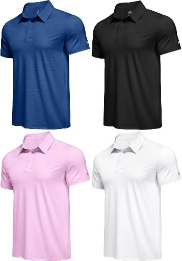 PINSPARK Mens Polo Shirt Performance Moisture Wicking Deal