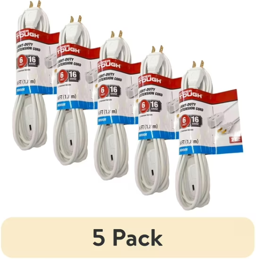 5-Pack Hyper Tough 6' Indoor Extension Cords Deal