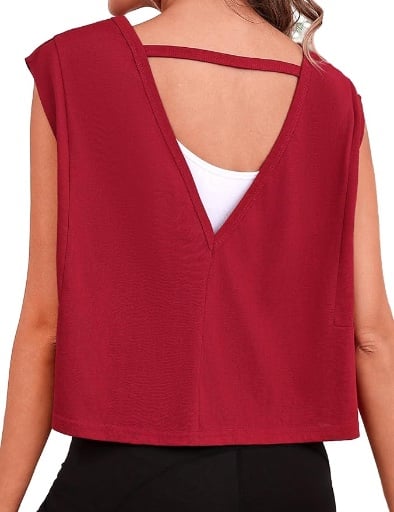 Quenteen Cropped Open Back Sleeveless Tops Deal