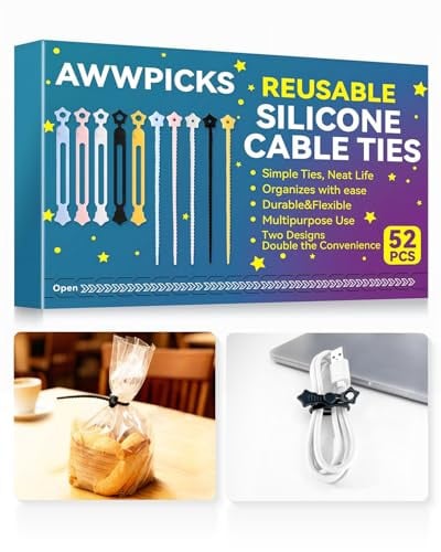 52-Pack Silicone Cable Ties Deal