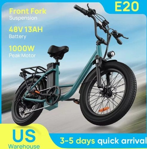 URLIFE E20 1000W 48V 13Ah 20''X3" Fat Tire 7-Speed Electric Bike Deal