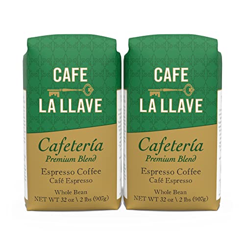 Café La Llave Whole Bean Espresso Coffee Dark Roast 32 OZ x 2 Deal