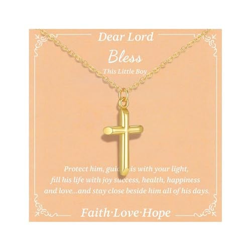 Gold Cross Necklace for Kids Teens - 14k Gold Plated