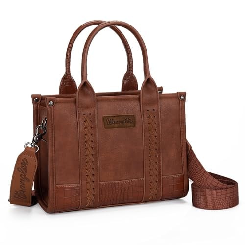 Montana West x Wrangler Western Cow Print Top Handle Tote Bag Purse M Cocoa-Guitar Strap