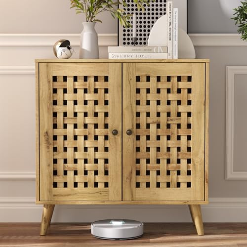 RoyalCraft 31.5" Accent Buffet Cabinet w/ Basket Weave Doors & Oak Legs