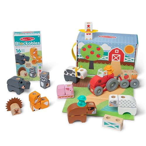 Melissa & Doug Blockables Farm and Farm Friends 2-Pack Bundle