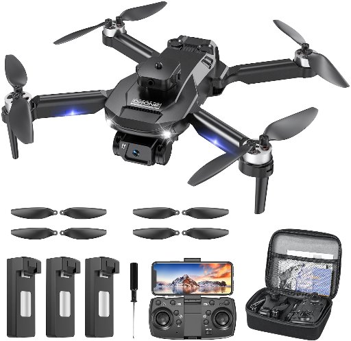 AUOSHI Drones with Camera 6K 1080P FPV RC Quadcopter with 3 Batteries