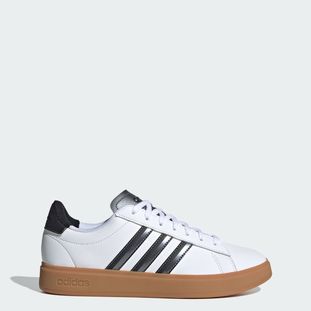 Adidas Women's Grand Court 2.0 Sneakers (Core Black / Cloud White / Gold Metallic)