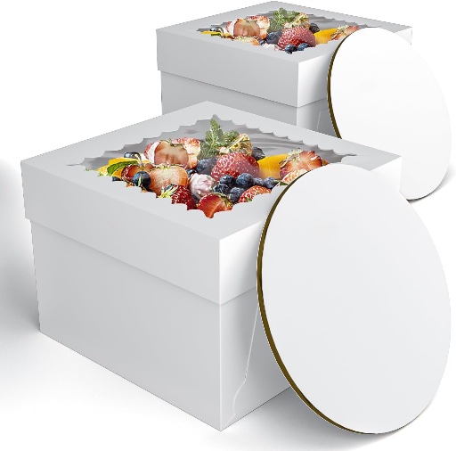 2 Pack 10" Cake Box with Window and Board