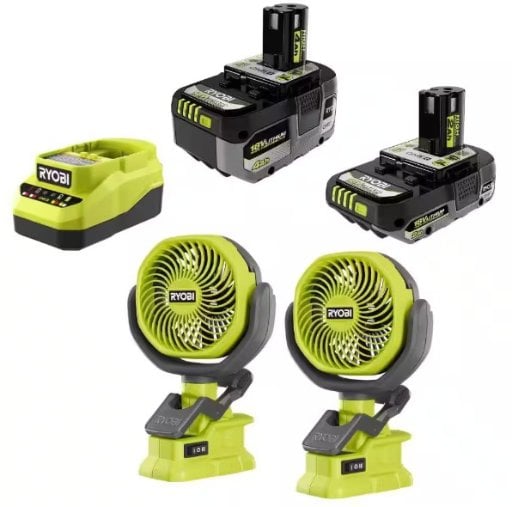 RYOBI ONE+ 18V HIGH PERFORMANCE Kit + Cordless Clamp Fan (2-Pack) Deal