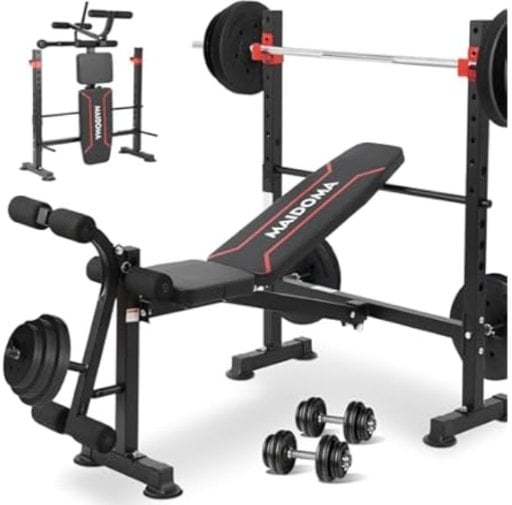 1500LB 8-in-1 Foldable Weight Bench with Lat Pulldown & Squat Rack Deal