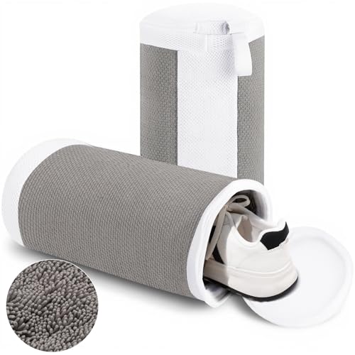 Chenille Shoe Washing Bags 2-Pack (Grey & White) Deal