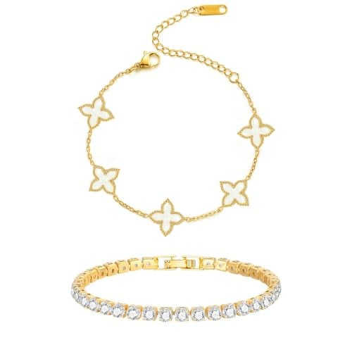 Stackable Gold Flower Bracelets - 18K Gold Plated Deal