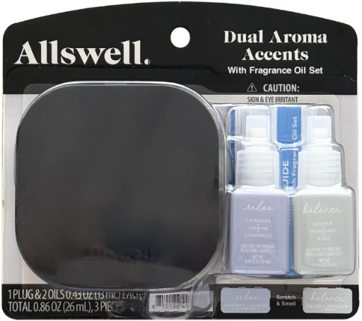 Allswell Dual Plug In Bundle w/ 2 Oils (Lavender + Jasmine + Chamomile & Balsam+ Mahogany+ Musk)