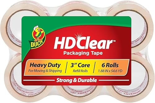 6-Rolls Duck HD Clear Packing Tape 328 Yards Heavy Duty Refills