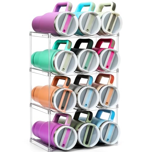 Acrylic Water Bottle Organizer 4 Tier Hold 12
