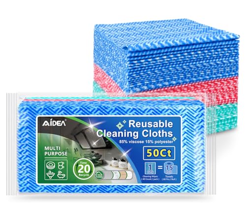 AIDEA Reusable Cleaning Wipes, 50 Count Multi-Purpose Dish Rags