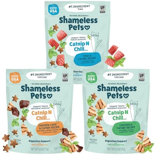 Shameless Pets Crunchy Cat Treats with Digestive Support Variety Pack, 3-Pk