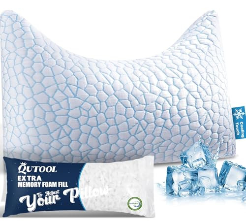 Qutool Adjustable Curved Shredded Memory Foam Pillow Queen