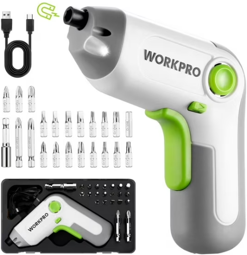 WORKPRO 3.6V Cordless Screwdriver Set with 25PCS Accessories