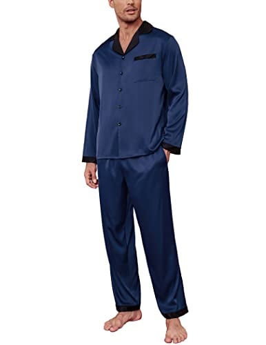 Ekouaer Mens Silky Pajamas Set