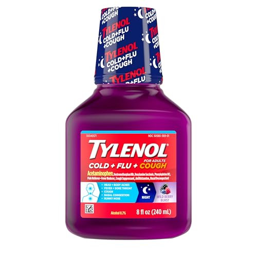 Tylenol Cold + Flu + Cough Night Liquid Medicine with Acetaminophen