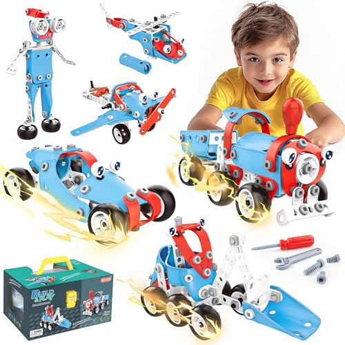 SMILESSKIDDO 142 PCS 6-in-1 Building Blocks Set W/Storage Box