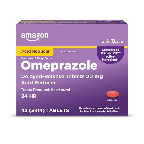 Amazon Basic Care Omeprazole Delayed Release 20 mg Acid Reducer Tablets 42-Count Deal