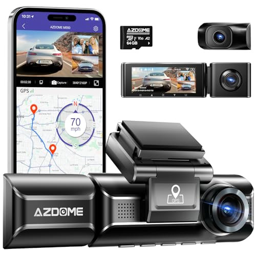 AZDOME M550 3 Channel 4K + 2x 2.5K WiFi / GPS Dash Cam w/ 3.19" IPS Screen