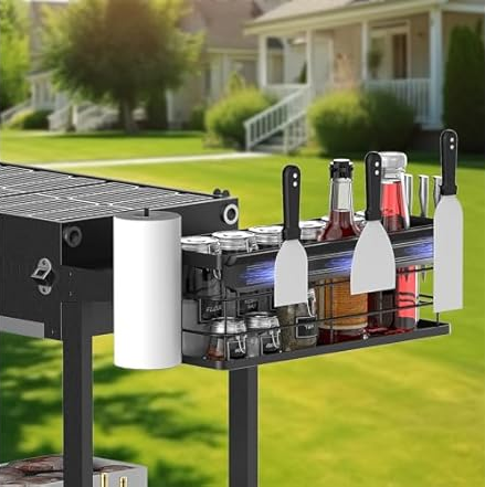 DTUQYX 13.7" Space Saving Griddle Accessory Caddy for Blackstone Griddle w/ Magnetic Knife Holder, Paper Towel Holder