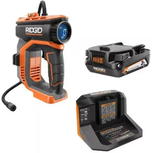 RIDGID 18V Cordless Portable Inflator Kit with 2.0 Ah Battery and Charger Deal