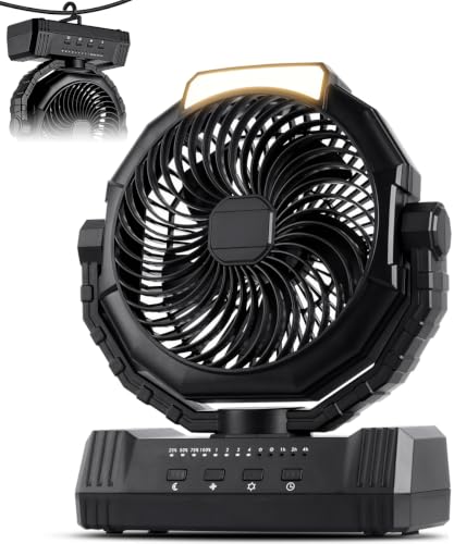 KopBeau 20000mAh Portable Battery Operated Camping Fan w/ LED Light Deal