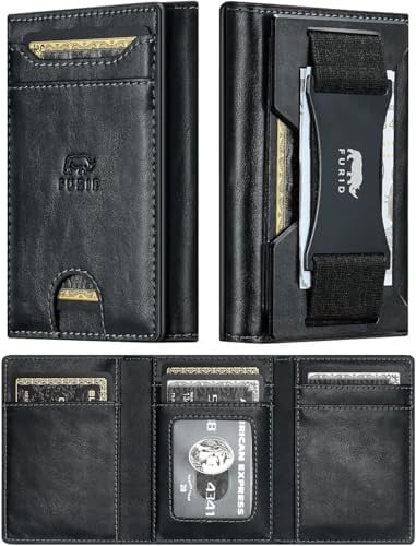 Furid Men's RFID Blocking Trifold Leather Wallet (Black or Brown) Deal