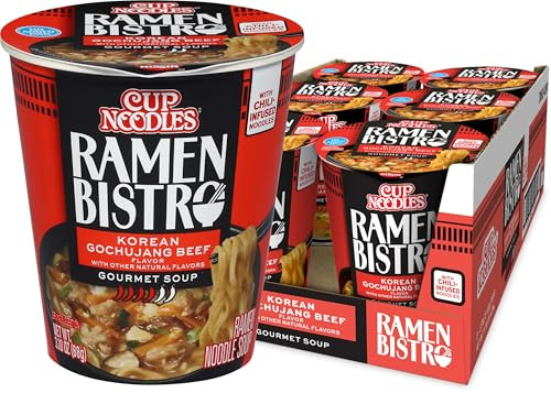 6 Pack of Nissin Cup Noodle Ramen Bistro, Korean Gochujang Beef, 3.1 Oz.