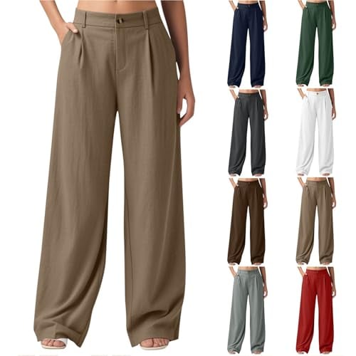 Flowy Straight Leg Pleated Slacks Deal
