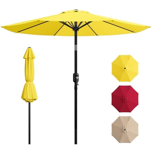 9FT Patio Umbrella with Push Button Tilt & Crank Deal