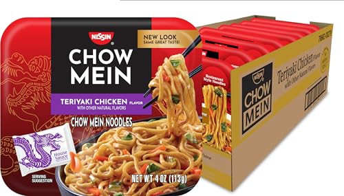 Nissin Chow Mein Microwavable Noodles Teriyaki Chicken, 8 Pack