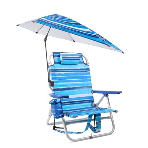 LEMBERI Backpack Beach Chair with Detachable Tilting Umbrella