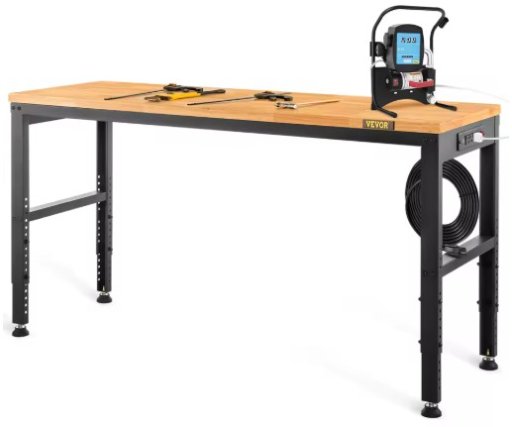 SucceBuy 72cm Woodworking Workbench Adjustable Height Oak Wood Hardwood Top Work Table 900KG Capacity