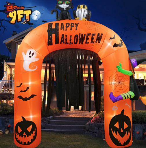 8 FT Halloween Inflatable Pumpkin Archway W/Built In LED Lights