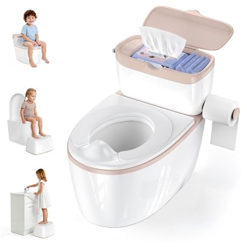 3-in-1 Toddler Potty Training Toilet with flushing sound, wipes storage, and toilet paper holder Deal