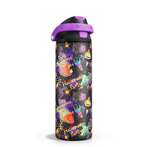 24-Oz Encool SwiftSip Insulated Stainless Steel Water Bottle w/ One-Touch Flip Lid Straw (Ghost Party)
