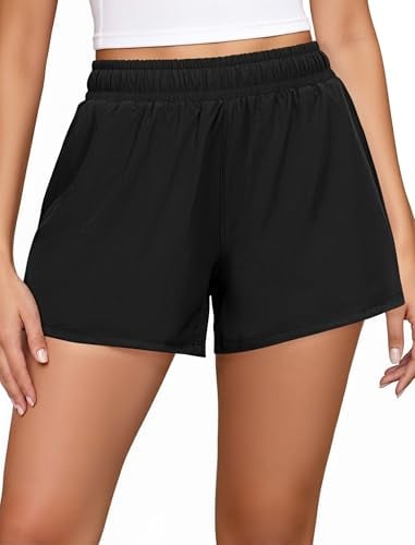 FireSwan Women's 2-in-1 High Waist Running Shorts w/ Built-In Liner