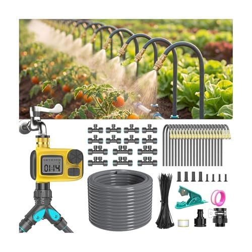 Drip Irrigation System Kit with Timer, 3 Spray Patterns