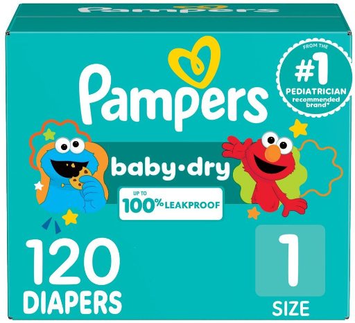 Pampers Baby Dry Diapers Super Pack 120-Count (Size 1) Deal