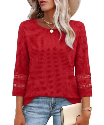 3/4 Length Sleeve Womens Tops