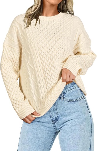 Arach&Cloz Wool Blend Cable Knit Chunky Oversized Sweaters
