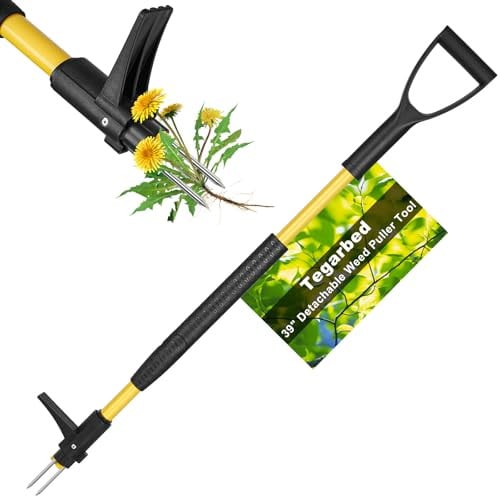 39" Stand Up Weed Puller Tool w/ 3-Claw Weeder & Long D-Handle